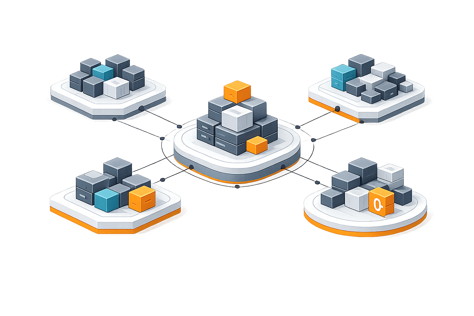 Isometric Talos-inspired cluster architecture illustration